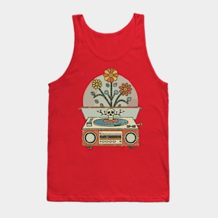 Floral Record Player Tank Top